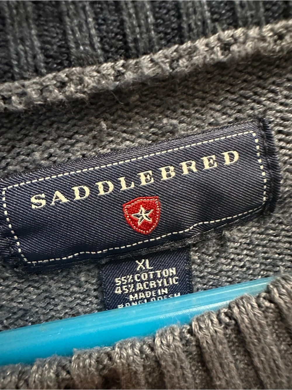 Saddlebred  Men's Cable Knit Crewneck Sweater - blue